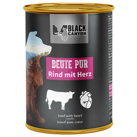 Karma mokra dla psa Black Canyon Beute Pur Wołowina z sercami 410 g